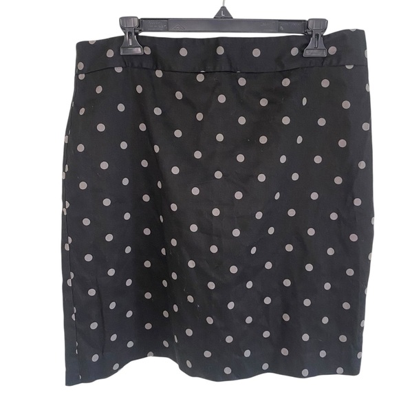 LOFT Black Silver Polka Dot A-Line Skirt - Picture 4 of 7